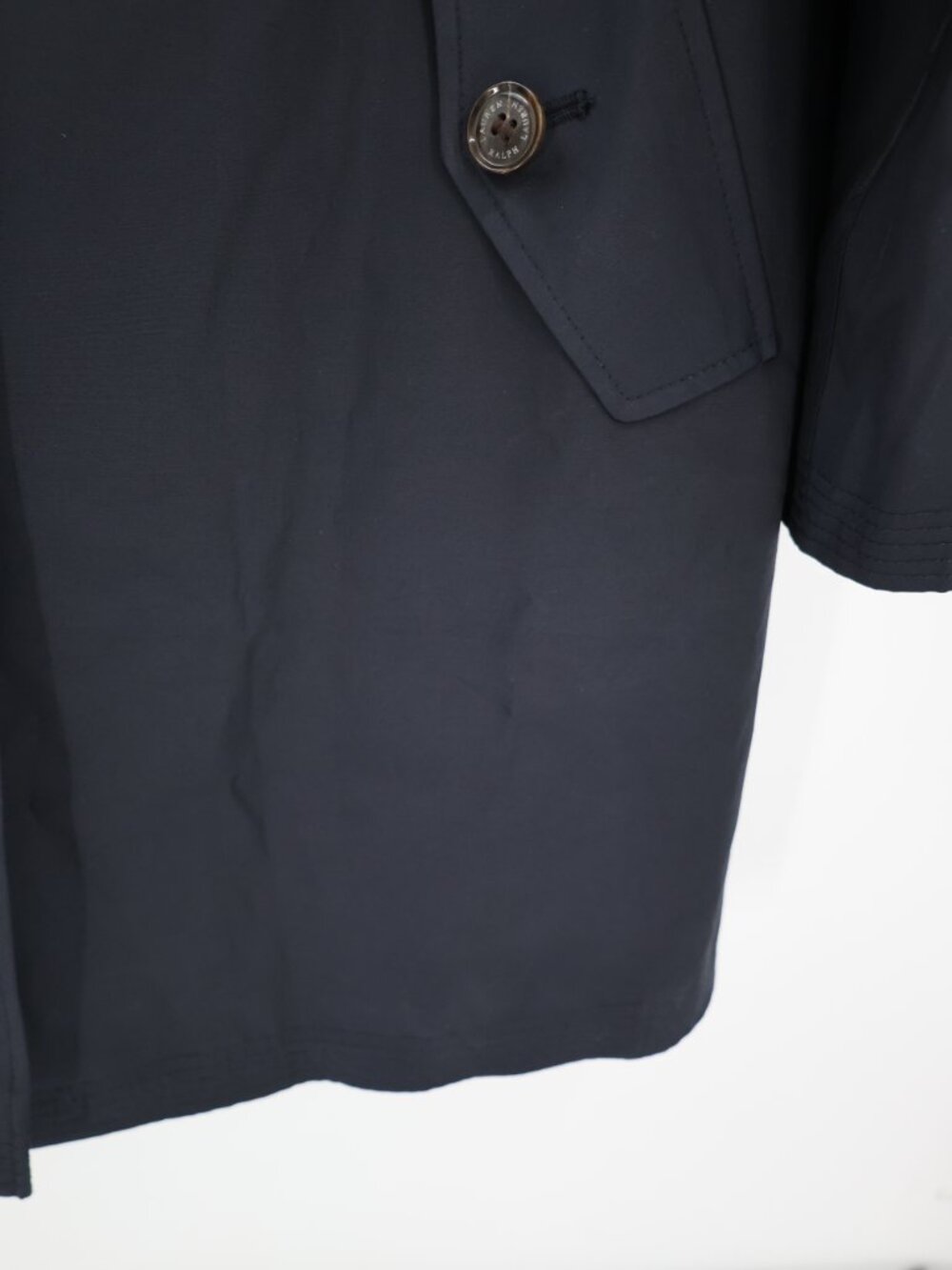 Lauren Ralph Lauren Trench Coat Women Medium Cotton Blend Button Front Dark Navy - Picture 3 of 13